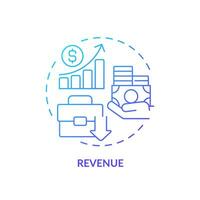 2D gradient revenue icon, simple isolated vector, blue thin line illustration representing cash flow management. vector