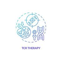 2D gradient TCR therapy icon, simple isolated vector, thin line blue illustration representing cell therapy. vector