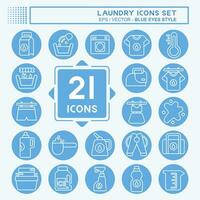 Icon Set Laundry. related to Cleaning symbol. blue eyes style. simple design editable. simple illustration vector