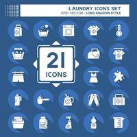 Icon Set Laundry. related to Cleaning symbol. long shadow style. simple design editable. simple illustration vector