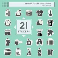 Sticker line cut Set Laundry. related to Cleaning symbol. simple design editable. simple illustration vector