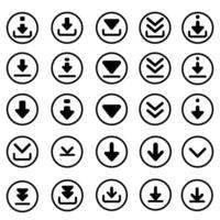 Download icon vector set. Upload button illustration collection. Load symbol or logo.