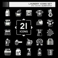 Icon Set Laundry. related to Cleaning symbol. glossy style. simple design editable. simple illustration vector