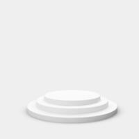 Realistic 3d stage. White podium or scene. Empty studio with podium for advertising design. Vector illustration