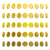 Set of 3d gold coin. Realistic gold coin on white background. Vector illustration