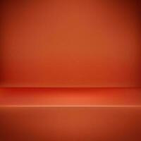 Red photo studio background design. Empty podium for banner or product presentation. Vector illustration