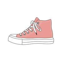 Pink sports sneaker. Retro icon, illustration in flat cartoon style. Men's and women's shoes. Vector