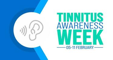 febrero es tinnitus conciencia semana antecedentes modelo. fiesta concepto. fondo, bandera, cartel, tarjeta, y póster diseño modelo con texto inscripción y estándar color. vector ilustración.