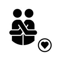 abrazo icono. persona con un corazón icono vector