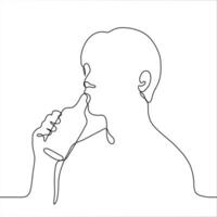 man drinks from the bottle. one line drawing of a man drinking straight from the throat of a bottle vector