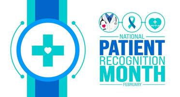 February is National Patient Recognition Month background template. Holiday concept. background, banner, placard, card, and poster design template with text inscription and standard color. vector