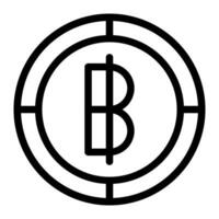 baht coin icon. Outline baht vector icon for web design isolated on white background