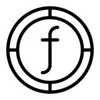 Países Bajos antillas florín moneda icono. contorno florín icono para web diseño aislado en blanco antecedentes vector