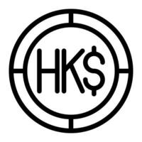 Hk Currency coin Icon. Outline hong kong coins Currency Sign for Web Design isolated on white background vector