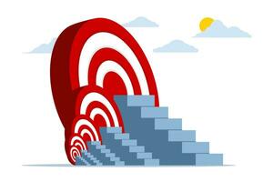 Ladder target achievement concept on white background. target, success concept with space. Aim for high targets in between short steps. flat vector illustration on white background.