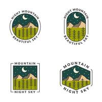 Mountain adventure outdoor badge vector illustration with monoline or line art style