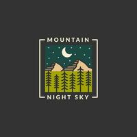 Mountain adventure outdoor badge vector illustration with monoline or line art style