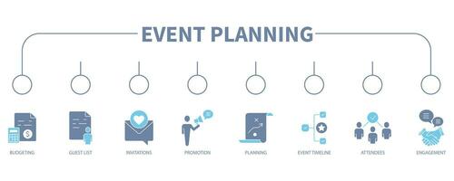 Event planning banner web icon vector illustration concept