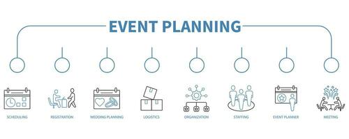 Event planning banner web icon vector illustration concept