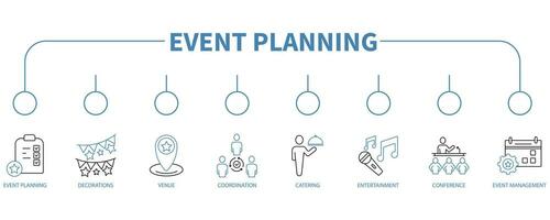 Event planning banner web icon vector illustration concept