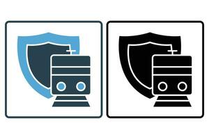 train travel insurance icon. icon related to insurance documents for travel. solid icon style. element illustration vector