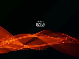 Abstract redish orange light flowing stylish wave modern illustration pattern background vector