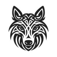 Tribal tattoo of the wolf head in Celtic and Nordic ornament flat style design vector illustration.