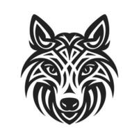 Tribal tattoo of the wolf head in Celtic and Nordic ornament flat style design vector illustration.