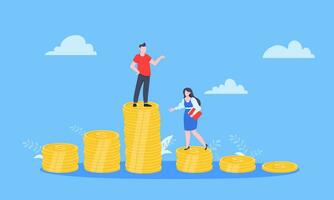 Salary and gender Inequality gap between women and men business concept flat style design vector illustration.