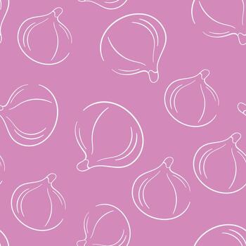 higo Fruta sin costura modelo en línea Arte estilo. Fruta diseño para imprimir, tela, envase papel. vector ilustración en un Violeta antecedentes.