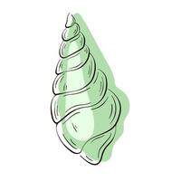 Undersea shell in line art style. Tropical summer seashell underwater icon. Marine symbol concept. Vector illustration isolated on a white background.