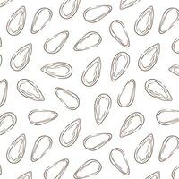 Almond line art seamless pattern. Hand drawn design for a grocery store, print, fabric, wrapping paper. Vector illustration isolated on a white background.