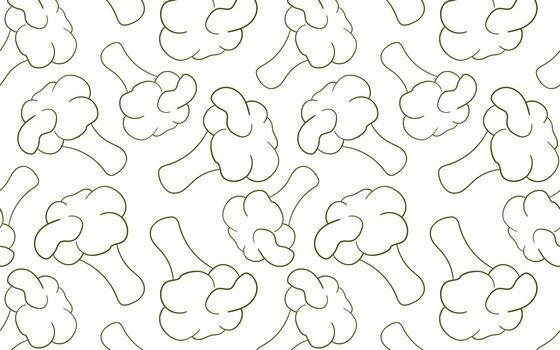 brócoli sin costura modelo en línea Arte estilo. mano dibujado diseño para menú, paquete, comida almacenar. vector ilustración en un blanco antecedentes.