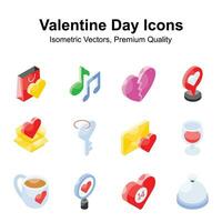 Grab this creatively designed valentines day isometric vectors set, ready to use in websites and mobile apps