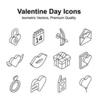 Take a look at this carefully crafted valentines day isometric icons set, ready for premium use vector