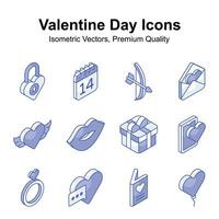 Take a look at this carefully crafted valentines day isometric icons set, ready for premium use vector