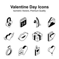 Take a look at this carefully crafted valentines day isometric icons set, ready for premium use vector