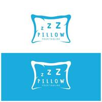 Creative logo designs for pillows, blankets, bed sheets and beds, sleep, zzz, clock, moon and stars. vector