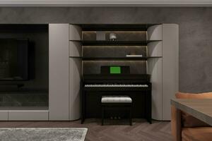 piano colocación para creando un melodía ambiente en el moderno estilo de vida. foto