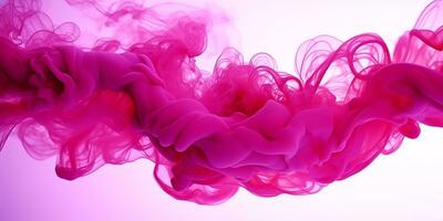 AI generated Pink fluffy pastel ink smoke on a white background. Generated by artificial intelligence. photo