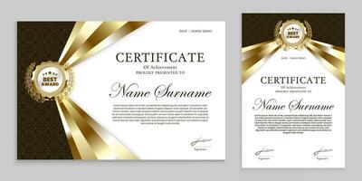 Award or appreciation certificate template. Gold and brown background, suitable for traditional, vintage themes. vector