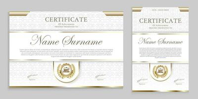 Certificate design with pattern background, gold color vector