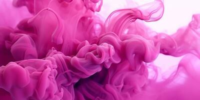 AI generated Pink fluffy pastel ink smoke on a white background. Generated by artificial intelligence. photo