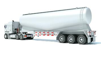 Truck with Tank Trailer 3D rendering on white background photo