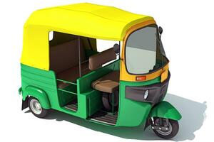 Auto Rickshaw Bajaj TukTuk 3D rendering on white background photo