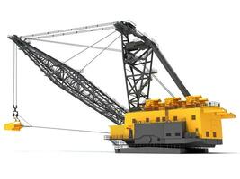 Dragline Excavator heavy construction machinery 3D rendering on white background photo