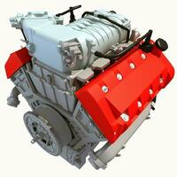 V8 Engine 3D rendering on white background photo