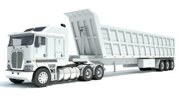 Semi Truck with Tipper Trailer 3D rendering on white background photo