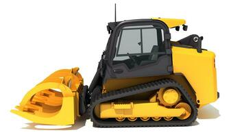 Mini Tracked Skid Loader Construction machinery 3D rendering on white background photo