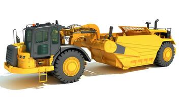 Tractor Scraper heavy machinery 3D rendering on white background photo
